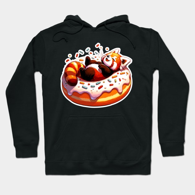 Kawaii Red Panda Chilling on Donut Hoodie by Half Sugar Boba